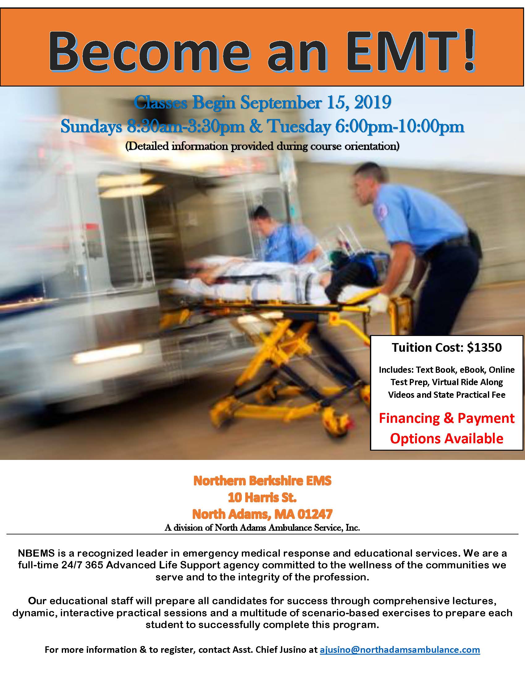 EMT Basic Course Northern Berkshire EMS Formerly North Adams